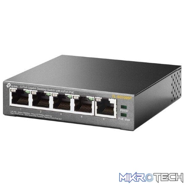 TP-Link TL-SG1005P 5-port GbE Unmanaged Desktop Switch with 4x PoE+ Ports - Image 4
