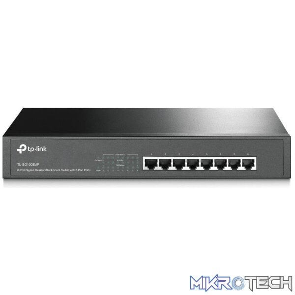 tl-sg1008mp-switches-30248792850596 TP-Link TL-SG1008MP Unmanaged Network Switch Gigabit Ethernet 10/100/1000 Mbits PoE Black - Image 1