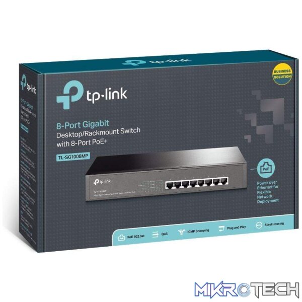 TP-Link TL-SG1008MP Unmanaged Network Switch Gigabit Ethernet 10/100/1000 Mbits PoE Black - Image 2