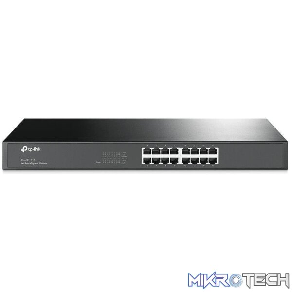 tl-sg1016-switches-30250913792164 TP-Link TL-SG1016 Unmanaged Network Switch Gigabit Ethernet 10/100/1000 Mbits 1U Black - Image 1