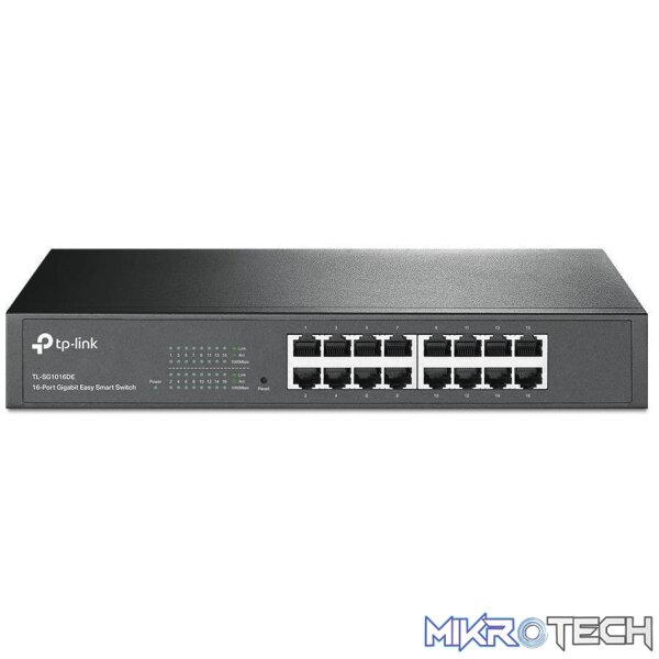 tl-sg1016de-switches-31105784250532 TP-Link TL-SG1016DE Managed Network Switch L2 Gigabit Ethernet 10/100/1000 Mbits Black - Image 1
