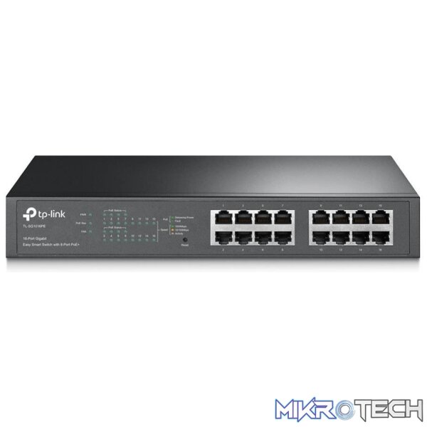 tl-sg1016pe-switches-30251175379108 TP-Link TL-SG1016PE Managed Network Switch Gigabit Ethernet 10/100/1000 Mbits PoE Black - Image 1