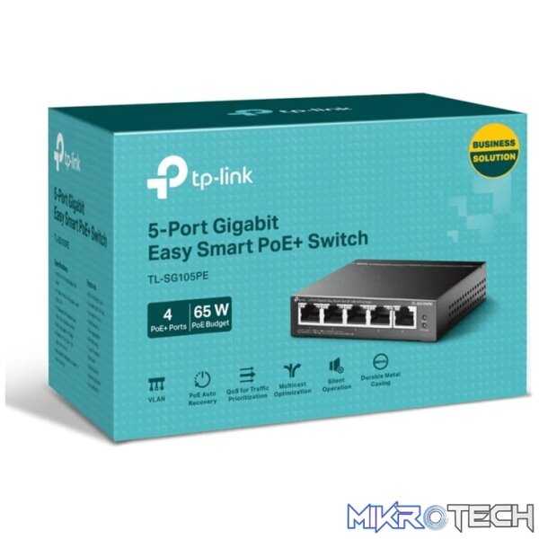 TP-Link TL-SG105PE 5-port GbE Easy Smart Managed Switch with 4-port PoE+ TP-Link TL-SG105PE 5-port GbE Easy Smart Managed Switch with 4-port PoE+