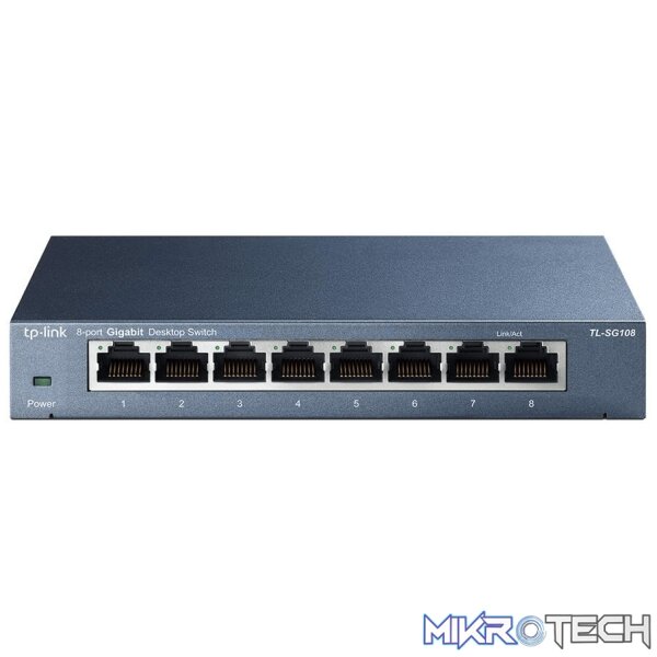 tl-sg108-switches-30238311284900 TP-Link TL-SG108 8-Port 10/100/1000 Mbits Desktop Switch Unmanaged Black - Image 1