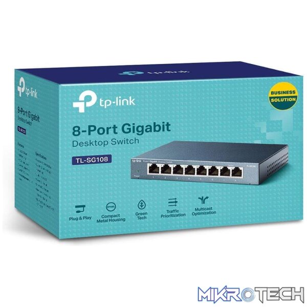 TP-Link TL-SG108 8-Port 10/100/1000 Mbits Desktop Switch Unmanaged Black - Image 3