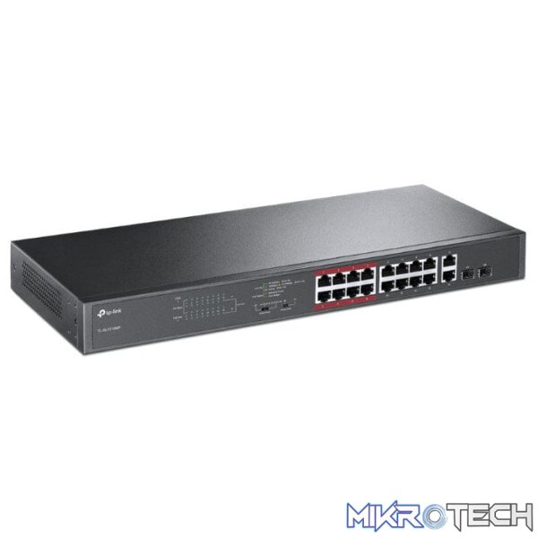 TP-Link TL-SL1218MP 16-port 10/100Mbps PoE+ Unmanaged Switch with 2 x Gigabit Ports and Combo SFP - Image 2
