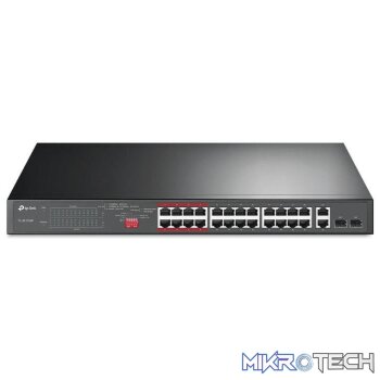 TP-Link TL-SL1226P 24-port PoE+ Fast Ethernet Unmanaged Switch with 2x Gigabit RJ45 and Combo SFP Ports