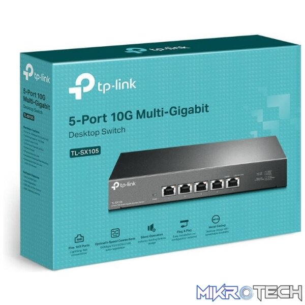 TP-Link TL-SX105 5-port 10GbE Desktop Unmanaged Switch TP-Link TL-SX105 5-port 10GbE Desktop Unmanaged Switch