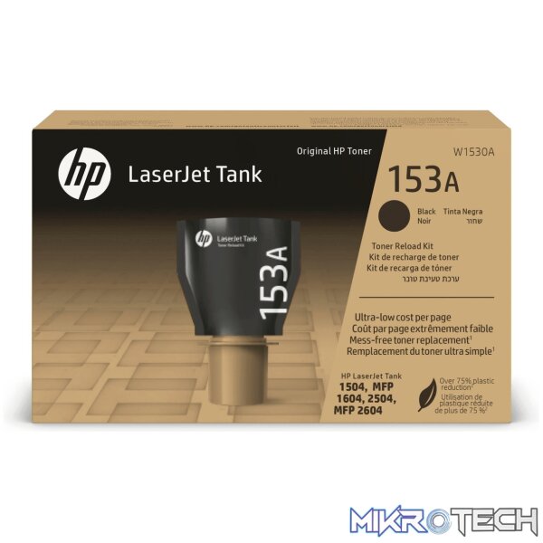 HP 153A Black Original LaserJet Tank Toner Reload Kit W1530A HP 153A Black Original LaserJet Tank Toner Reload Kit W1530A