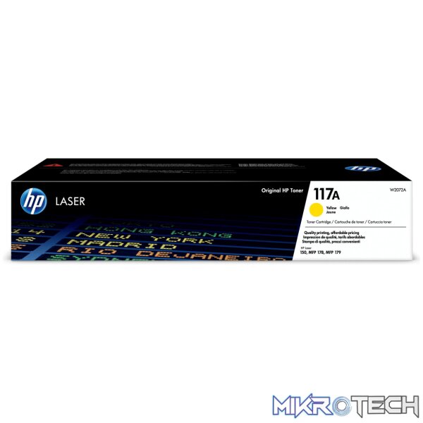 HP 117A Yellow Toner Cartridge 700 Pages Original W2072A Single-pack HP 117A Yellow Toner Cartridge 700 Pages Original W2072A Single-pack