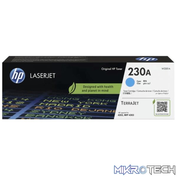 HP 230A LaserJet Cyan Toner Cartridge 1800 Pages Original W2301A Single-pack HP 230A LaserJet Cyan Toner Cartridge 1800 Pages Original W2301A Single-pack