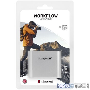 Kingston USB3.2 Gen1 Workflow Dual-Slot SDHC/SDXC UHS-II Card Reader WFS-SD
