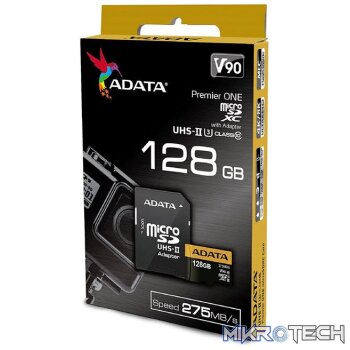 ADATA 128GB Class 10 Premier ONE Micro UHS-II Card + Adapter