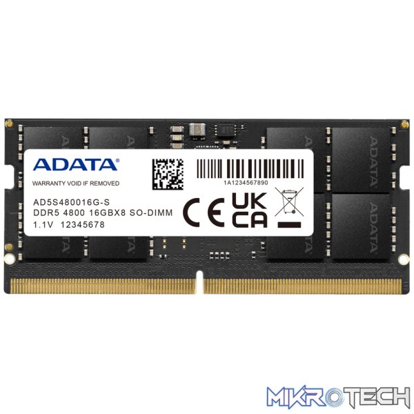 ADATA 16GB DDR5-4800 CL40 SODIMM - 1.1V - Image 2