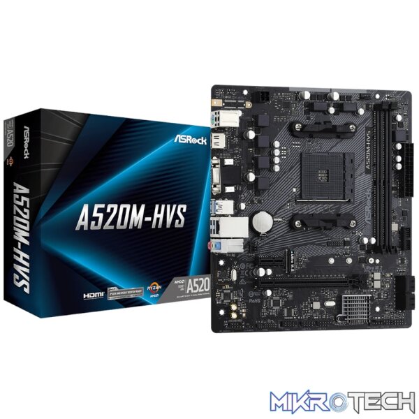 ASRock A520M-HVS AMD AM4 M-ATX Motherboard ASRock A520M-HVS AMD AM4 M-ATX Motherboard
