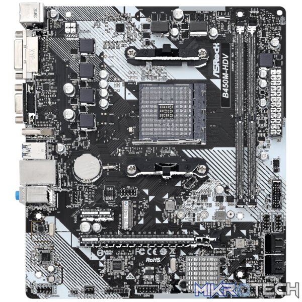 ASRock B450M-HDV R4.0 AMD AM4 m-ATX Motherboard - Image 2