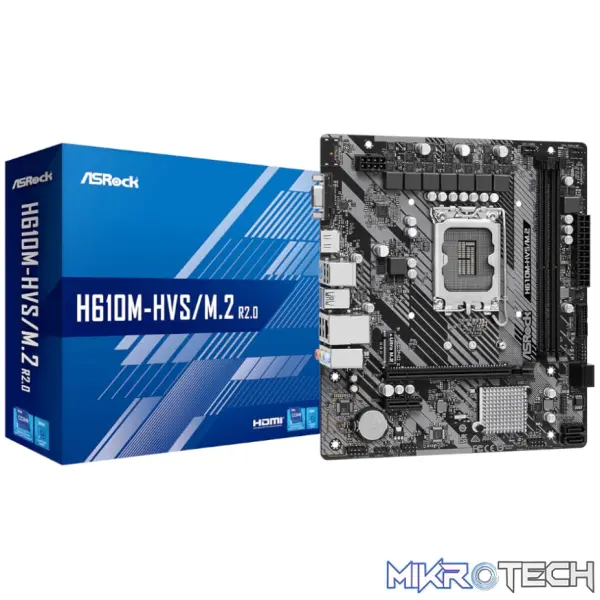 ASRock H610M-HVS/M.2 R2.0 Intel LGA 1700 m-ATX Motherboard ASRock H610M-HVS/M.2 R2.0 Intel LGA 1700 m-ATX Motherboard