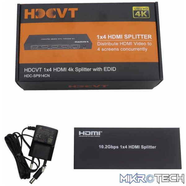 HDCVT 1x4 HDMI 1.4 Splitter 4K with EDID Management - Image 6