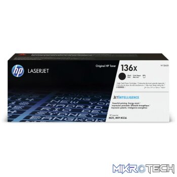 HP 136X High Yield Black Original LaserJet Toner Cartridge (W1360X)