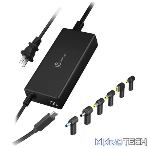 J5 Create 100W PD USB Type-C Super Charger with 6 Types of DC Connectors J5 Create 100W PD USB Type-C Super Charger with 6 Types of DC Connectors