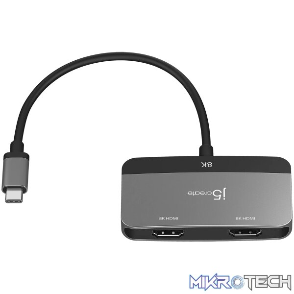 J5 Create 8K USB-C -> Dual HDMi Display Adapter - Image 2