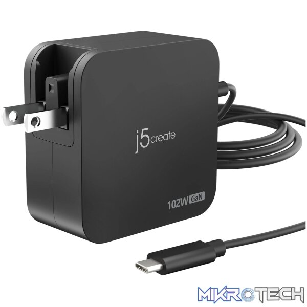 J5 Create JUP25102V 102W GaN PD USB-C 2-Port Charger with Changeable AC Plugs - Image 2