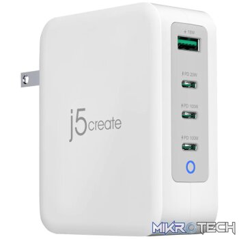 J5 Create JUP43130 130W GaN USB-C 4-Port Charger