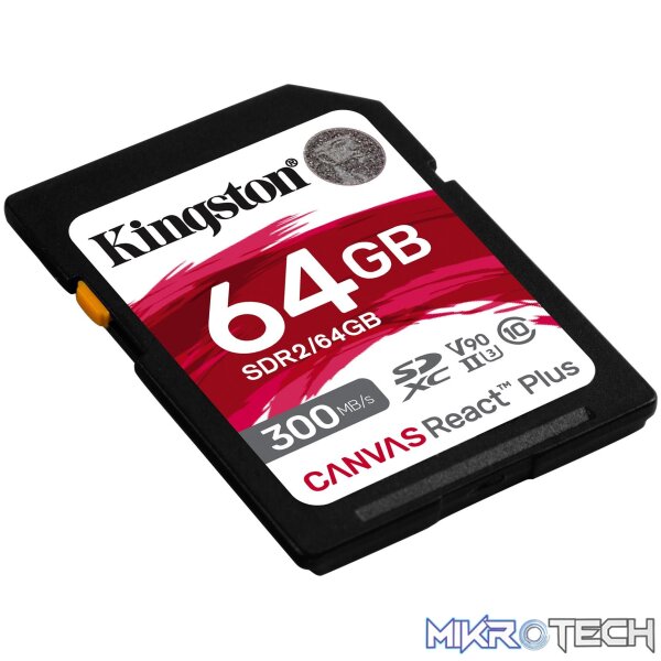 Kingston Canvas React Plus 64GB SD Memory Card Kingston Canvas React Plus 64GB SD Memory Card