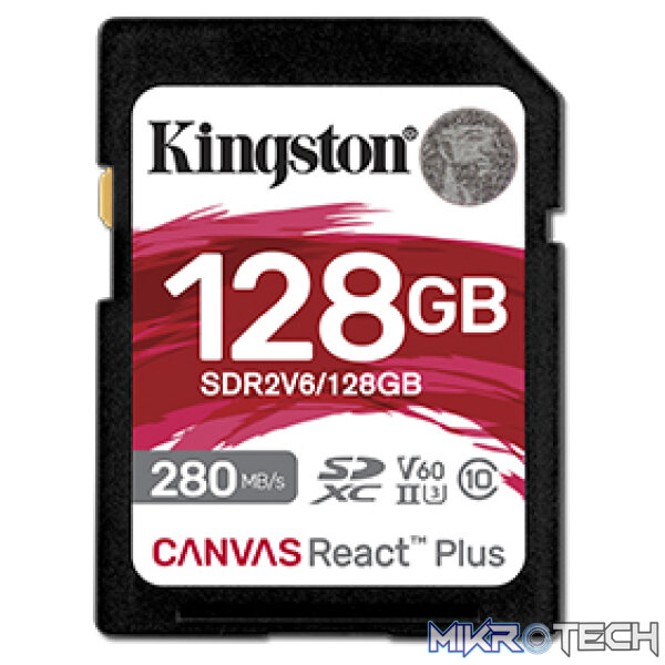 Kingston Canvas React Plus V60 128GB SDHC Memory Card - Image 2