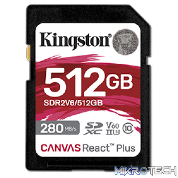 Kingston Canvas React Plus V60 512GB SDHC Memory Card - Image 2