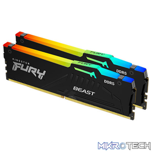 Kingston Fury Beast RGB 32GB (16GB x 2) DDR5-6000 CL30 Kit - 1.4V Kingston Fury Beast RGB 32GB (16GB x 2) DDR5-6000 CL30 Kit - 1.4V