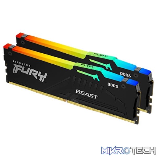 Kingston Fury Beast RGB 64GB (2x32GB) DDR5-6000 CL30 Kit - 1.40V Kingston Fury Beast RGB 64GB (2x32GB) DDR5-6000 CL30 Kit - 1.40V