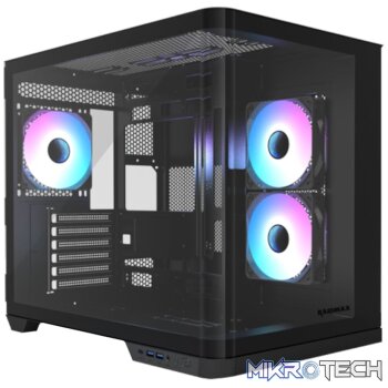 Raidmax I630 ATX | Micro-ATX | ITX ARGB Mid-Tower Dual Chamber Curved Glass Gaming Chassis - Black