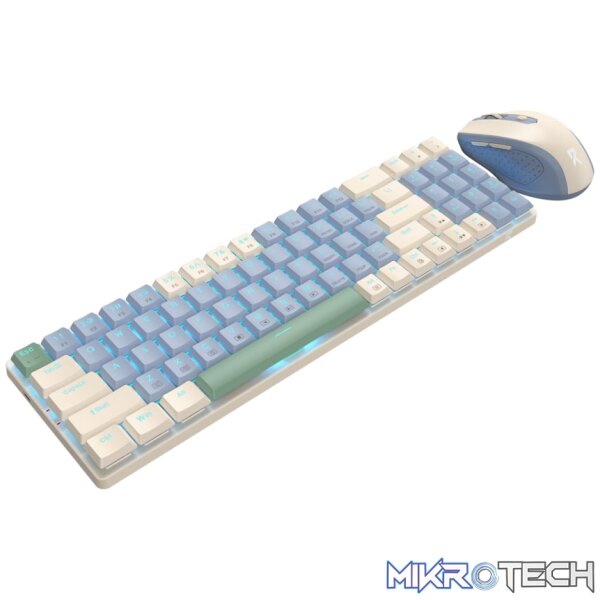Redragon BS8772 Wireless Keyboard and Mouse Combo - Cream/Blue - Image 2