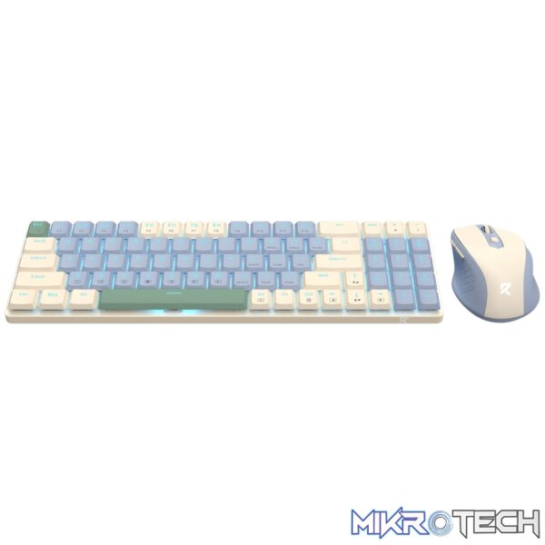 Redragon BS8772 Wireless Keyboard and Mouse Combo - Cream/Blue - Image 3