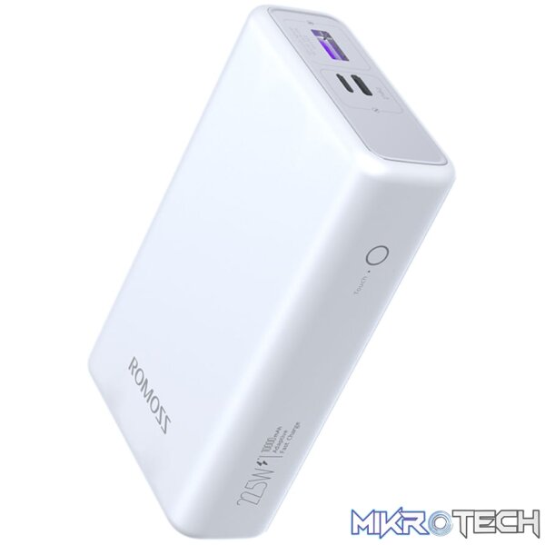 Romoss PAC10 10000mAh 20W Fast Charge Power Bank – White Romoss PAC10 10000mAh 20W Fast Charge Power Bank – White