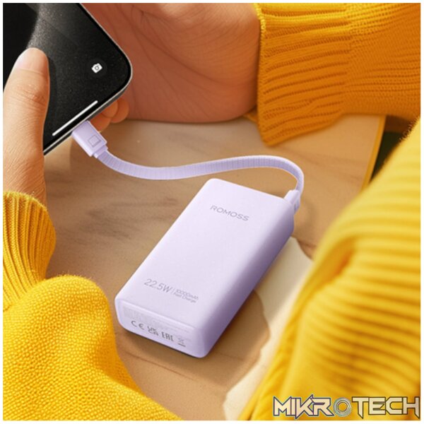 Romoss PHA10 10000mAh 22.5W Fast Charge Power Bank – Purple - Image 4