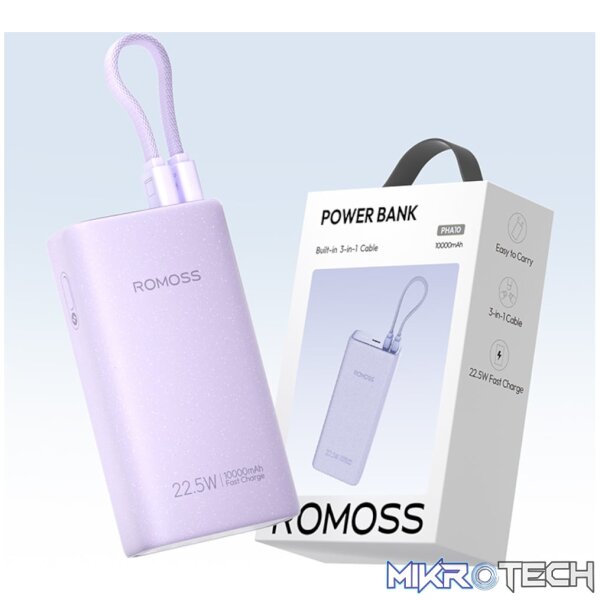 Romoss PHA10 10000mAh 22.5W Fast Charge Power Bank – Purple - Image 5