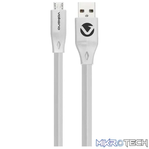 Volkano Slim Flat Micro USB Cable 1.2m White Volkano Slim Flat Micro USB Cable 1.2m White