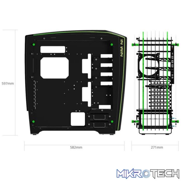 In-Win ca02 H-Frame 2.0 Black & Green E-ATX Open Frame Chassis