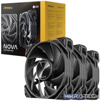 Antec NOVA 120 PWM Fan 3 Pack with Speed Controller - Black