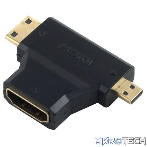 hdmitcon Micro Hdmi( M)+Mini Hdmi(M) To Hdmi (F) - Image 1
