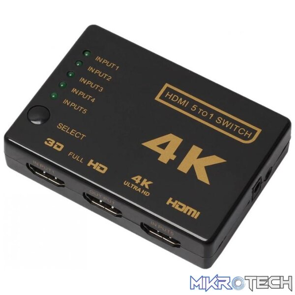 hdmswi4 5 Port Hdmi Switch 4K - Image 1
