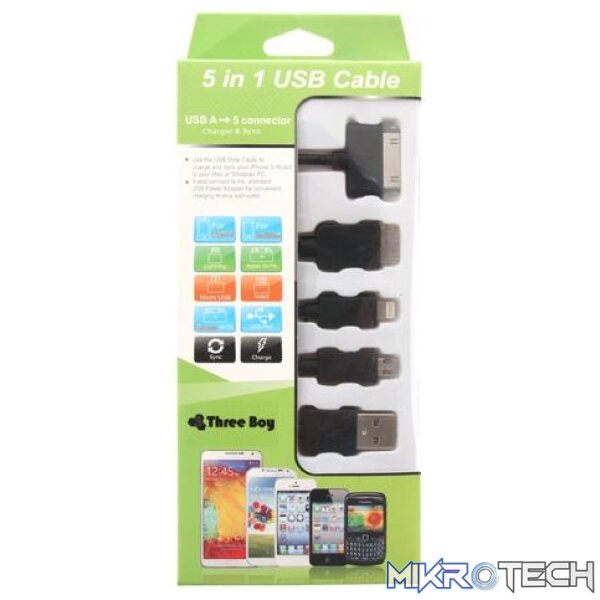 ks-2101-blk Usb Mobile Data Cable 5 In 1 Black - Image 1