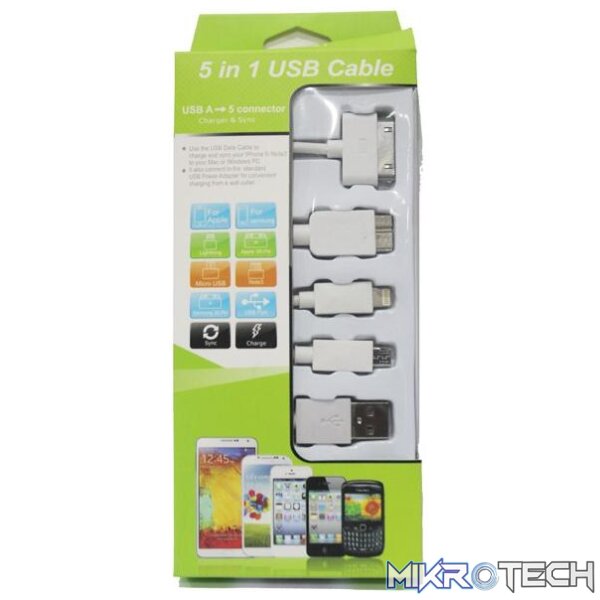 ks-2101-wht Usb Mobile Data Cable 5 In 1 White - Image 1