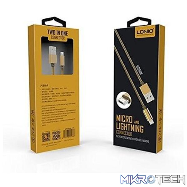 lc88 Ldnio Charging & Data Cable 2 In 1 - Image 1