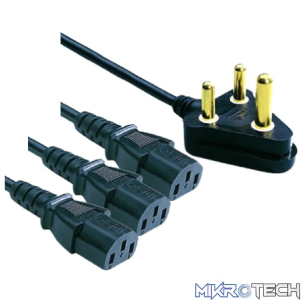 pc-6aic13bk3-8 Cable Normal 3Pin Plug To 3 X Iec 3.8M - Image 1