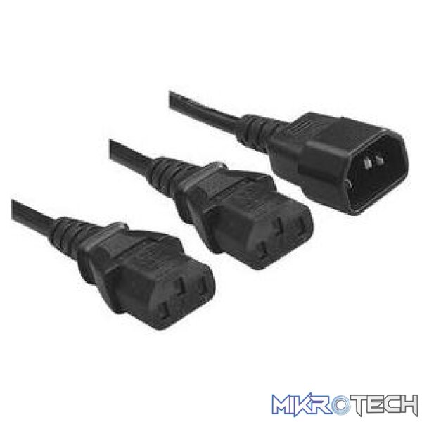 pow001 Power Cable-Male To 2 X Female 1.8M - Image 1