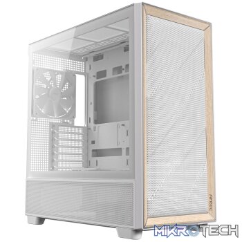 Antec FLUX Mid-Tower E-ATX Gaming Chassis Wood Front Panel - White