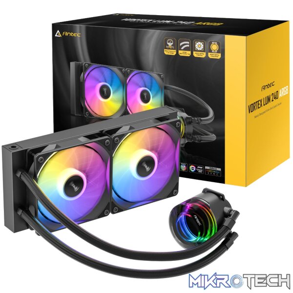 Antec VORTEX LUM 240 ARGB AIO CPU Liquid Cooler – Black Antec VORTEX LUM 240 ARGB AIO CPU Liquid Cooler – Black